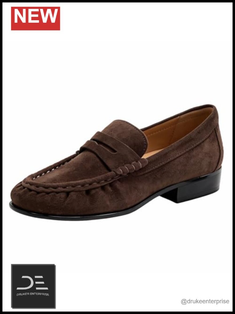 Suede Penny Loafers Low Block Heel Slip On Women's Comfort Shoes